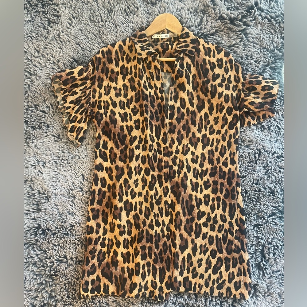 Alice + Olivia Animal Print Shirt Dress - USED